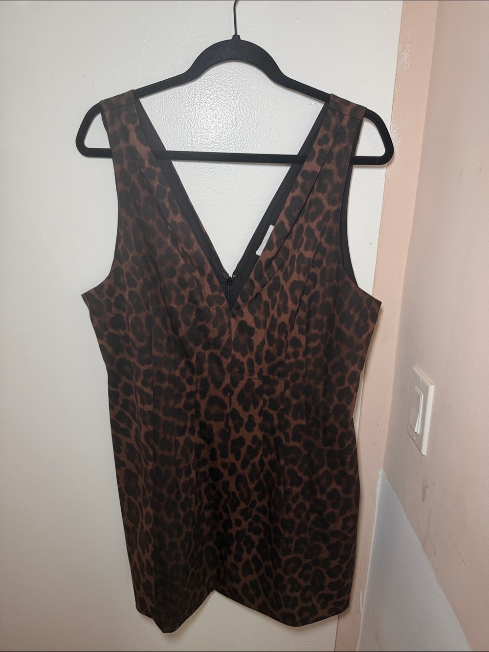 H&M Brown and Black Leopard Print V-Neck Dress